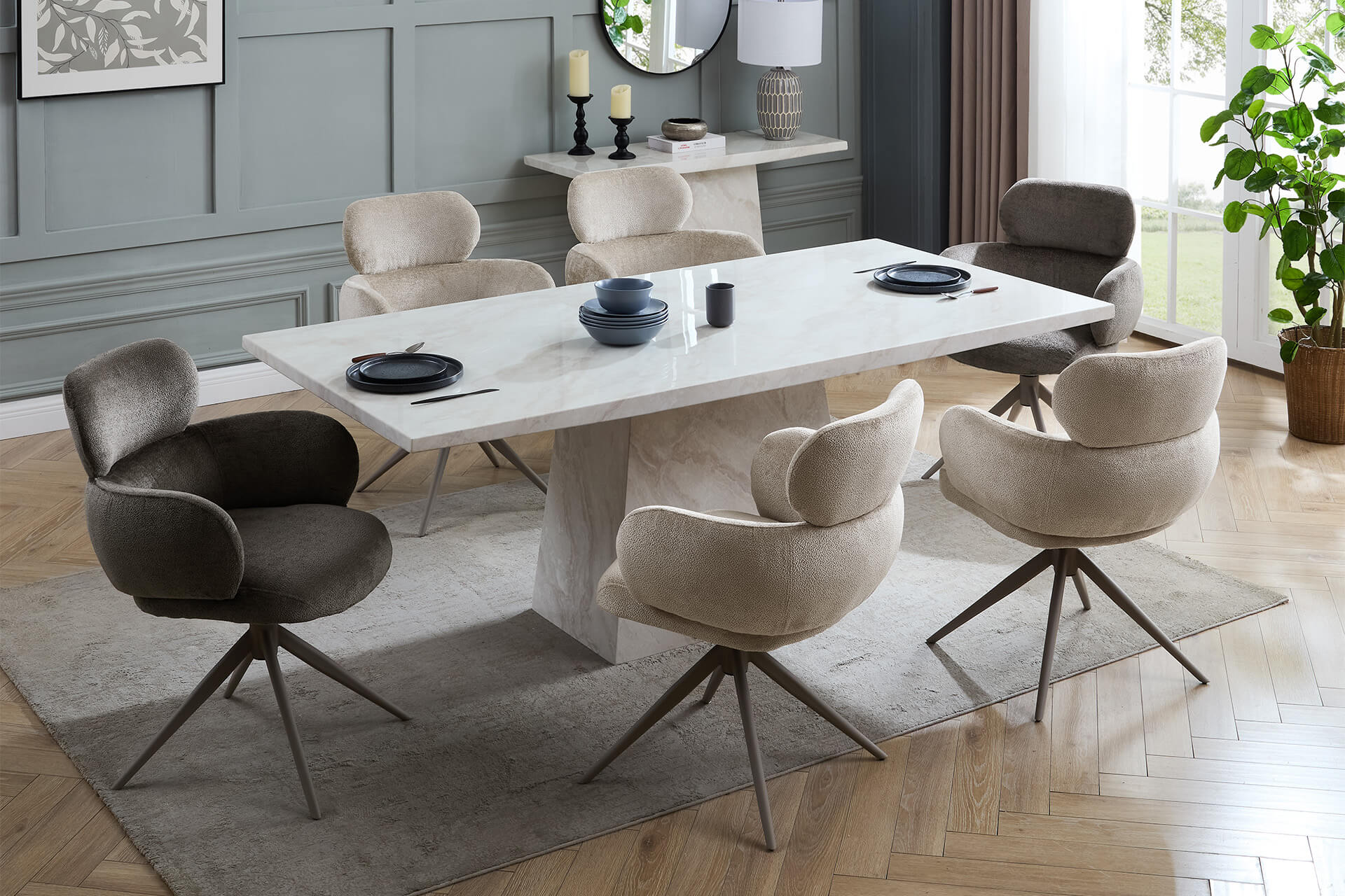 1.6mtr Apolo table + 4 Apolo chairs