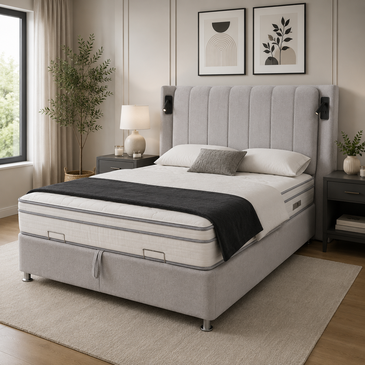 Ferro ottoman bed with lights